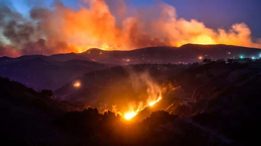 Hills in flames